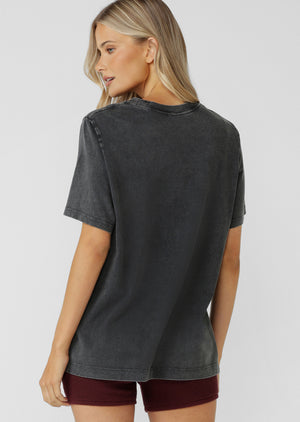 Lorna Jane Varsity Washed Relaxed T-Shirt - Washed Black