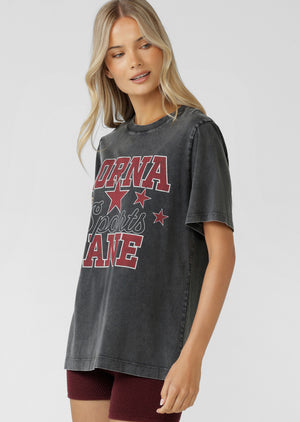 Lorna Jane Varsity Washed Relaxed T-Shirt - Washed Black
