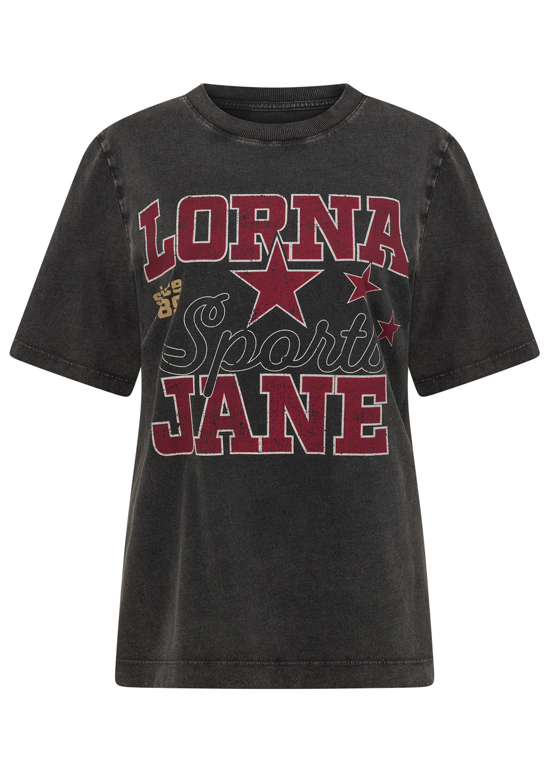 Lorna Jane Varsity Washed Relaxed T-Shirt - Washed Black