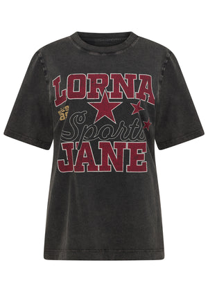 Lorna Jane Varsity Washed Relaxed T-Shirt - Washed Black