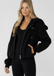 Lorna Jane Field Teddy Zip Through Hoodie - Black