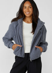 Lorna Jane Field Teddy Zip Through Hoodie - Shadow