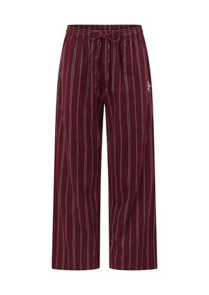 Lorna Jane Campus Stripe Flannel Lounge Pants - Cranberry Stripe