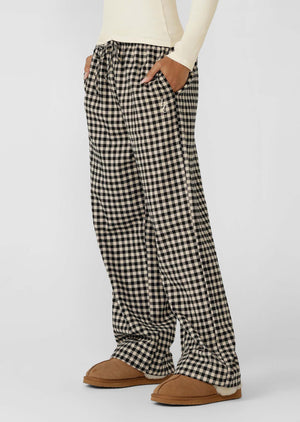 Lorna Jane Sugarplaid Flannel Lounge Pants - Cream Check