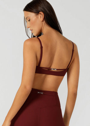 Lorna Jane Dolce Vita Rib Sports Bra - Dark Ruby