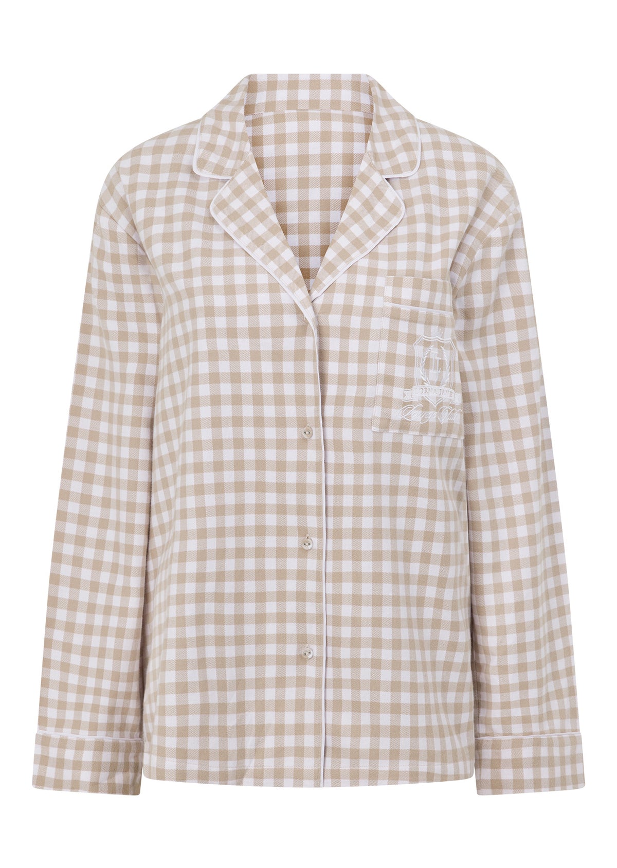 Lorna Jane Flannel Lounge Shirt - Latte Check