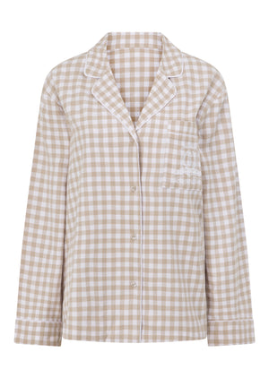 Lorna Jane Flannel Lounge Shirt - Latte Check