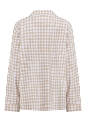 Lorna Jane Flannel Lounge Shirt - Latte Check