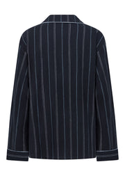 Lorna Jane Flannel Lounge Shirt - Navy Pinstripe