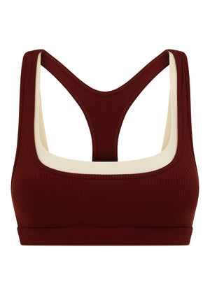 Lorna Jane Peak Energy Layered Sports Bra - Dark Ruby