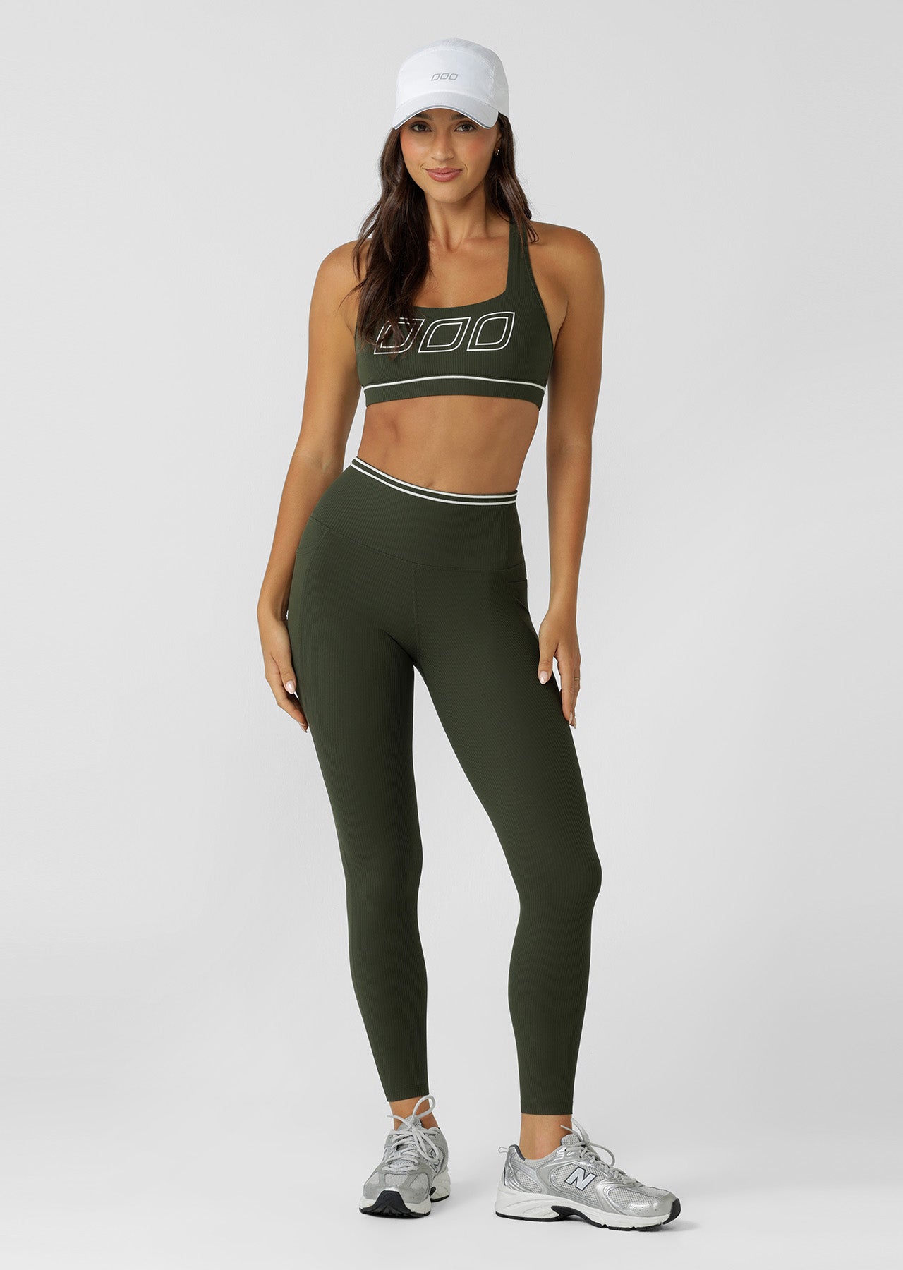 Lorna Jane Iconic Luxe Active Rib Sports Bra - Luxury Green
