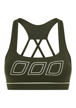 Lorna Jane Iconic Luxe Active Rib Sports Bra - Luxury Green
