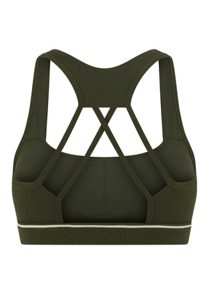 Lorna Jane Iconic Luxe Active Rib Sports Bra - Luxury Green