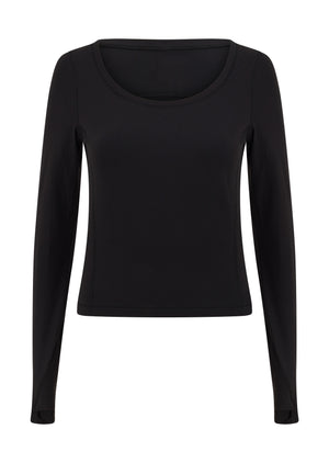 Lorna Jane Train Warmer Long Sleeve Rib Top - Black