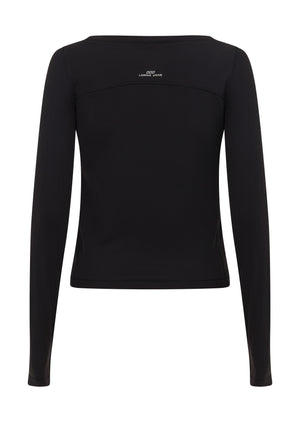 Lorna Jane Train Warmer Long Sleeve Rib Top - Black