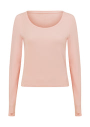 Lorna Jane Train Warmer Long Sleeve Rib Top - Pale Peony