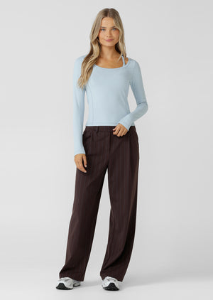 Lorna Jane Train Warmer Long Sleeve Rib Top - Vibrant Sky