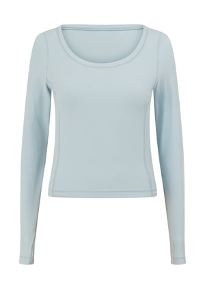 Lorna Jane Train Warmer Long Sleeve Rib Top - Vibrant Sky