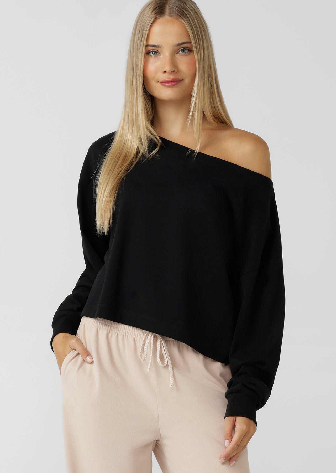 Lorna Jane Cloud Soft Relaxed Fit Long Sleeve Top - Black