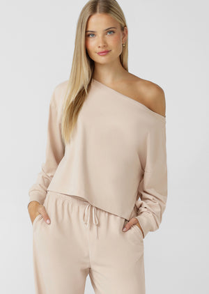 Lorna Jane Cloud Soft Relaxed Fit Long Sleeve Top - Iced Latte