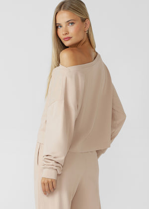 Lorna Jane Cloud Soft Relaxed Fit Long Sleeve Top - Iced Latte