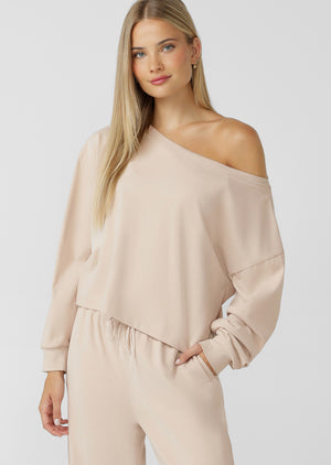 Lorna Jane Cloud Soft Relaxed Fit Long Sleeve Top - Iced Latte