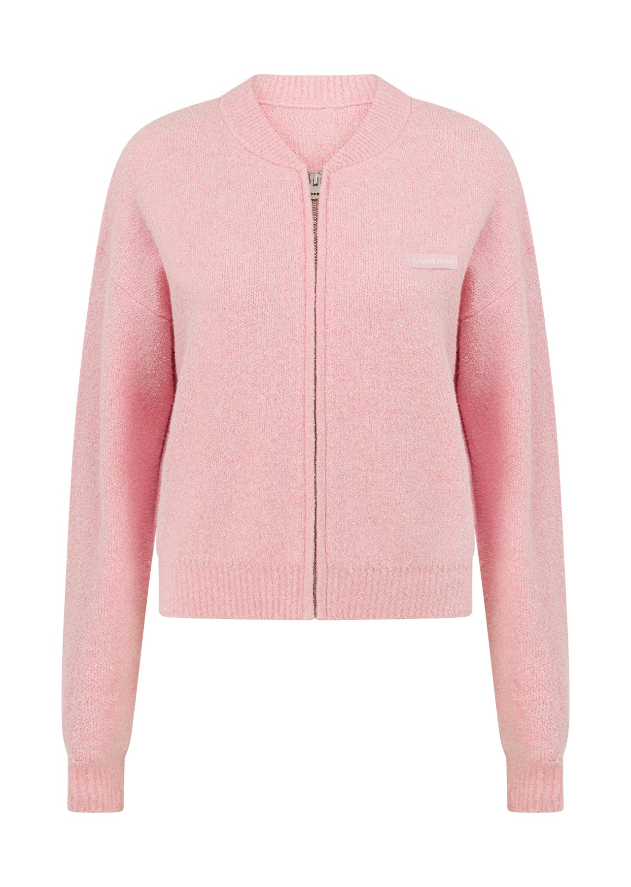 Lorna Jane Boucle Knit Bomber Jacket - Pale Peony
