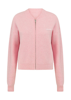 Lorna Jane Boucle Knit Bomber Jacket - Pale Peony