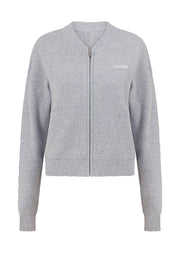Lorna Jane Boucle Knit Bomber Jacket - Snowy Grey