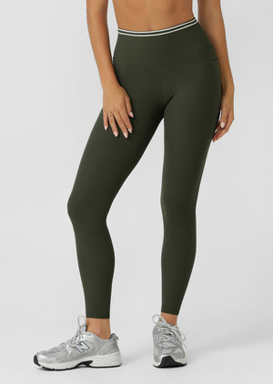 Lorna Jane Iconic Luxe Active Rib Ankle Biter Leggings - Luxury Green