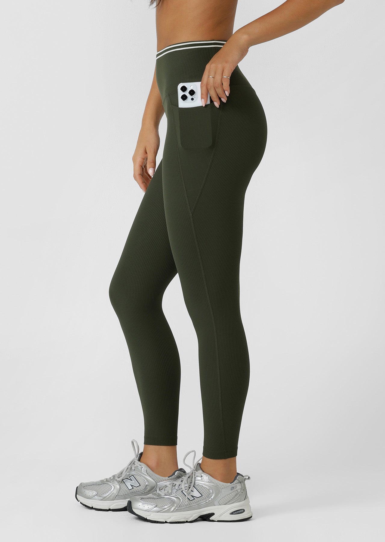 Lorna Jane Iconic Luxe Active Rib Ankle Biter Leggings - Luxury Green