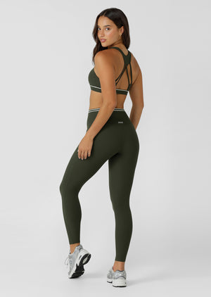 Lorna Jane Iconic Luxe Active Rib Ankle Biter Leggings - Luxury Green