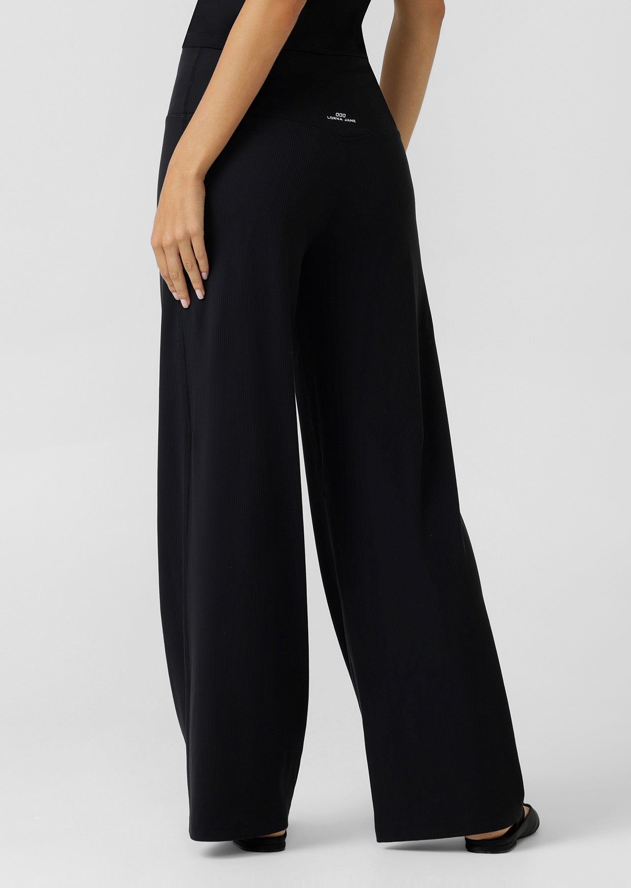Lorna Jane Ultra Plush Luxe Rib Wide Leg Pants - Black
