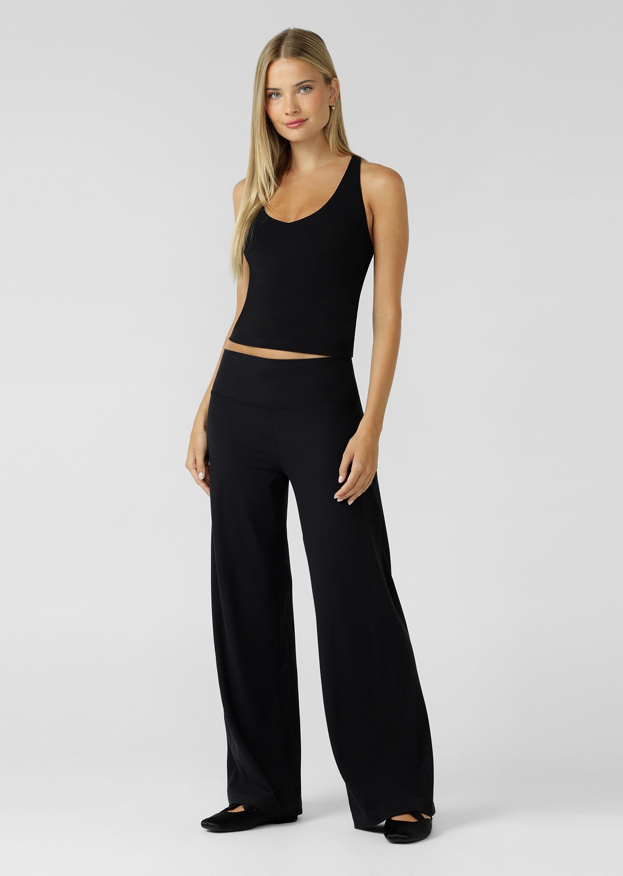 Lorna Jane Ultra Plush Luxe Rib Wide Leg Pants - Black