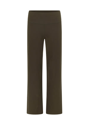 Lorna Jane Ultra Plush Luxe Rib Wide Leg Pants - Dark Khaki Haze