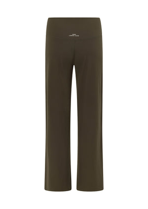 Lorna Jane Ultra Plush Luxe Rib Wide Leg Pants - Dark Khaki Haze