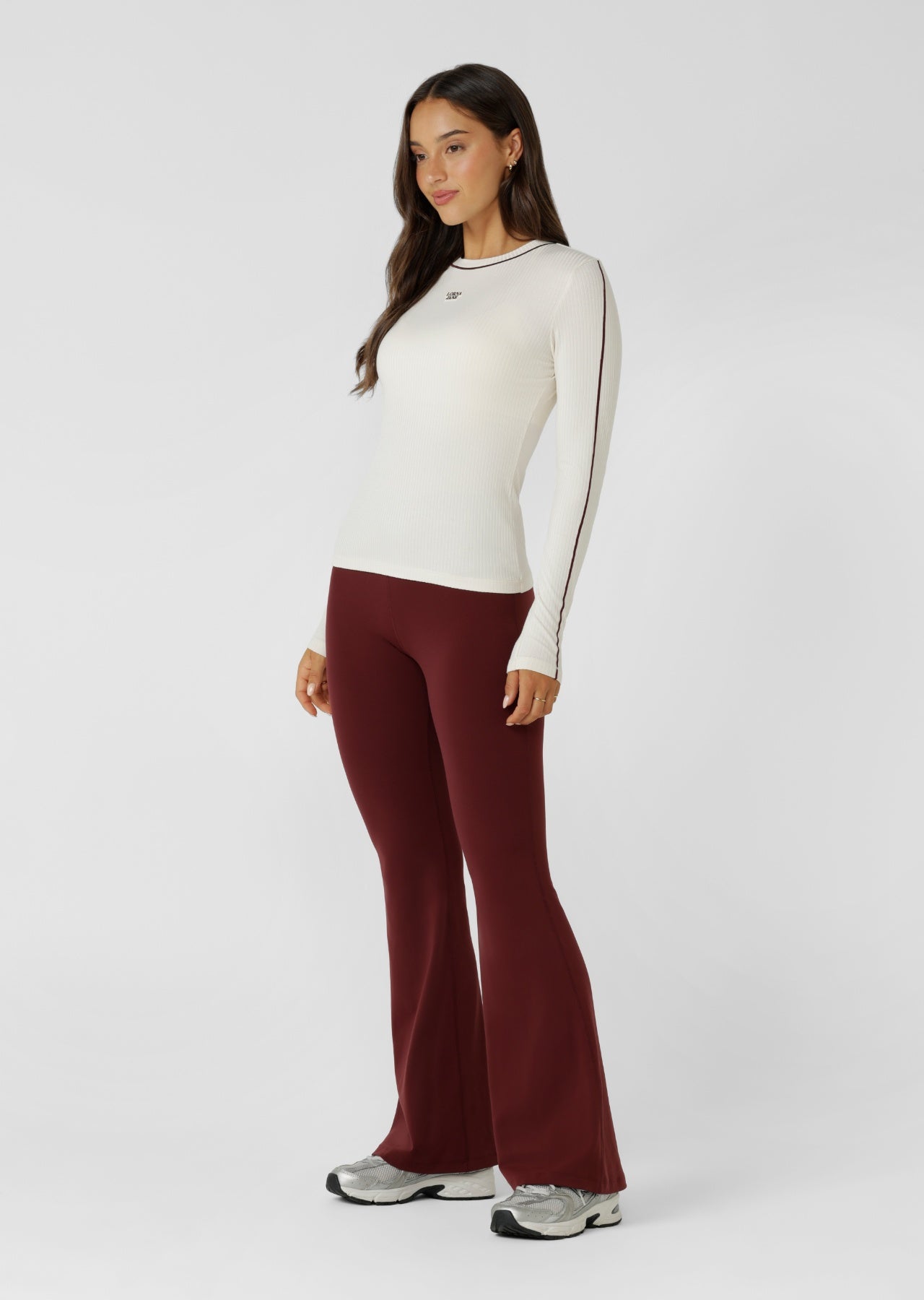Lorna Jane Streamline Rib Long Sleeve Top - Cream