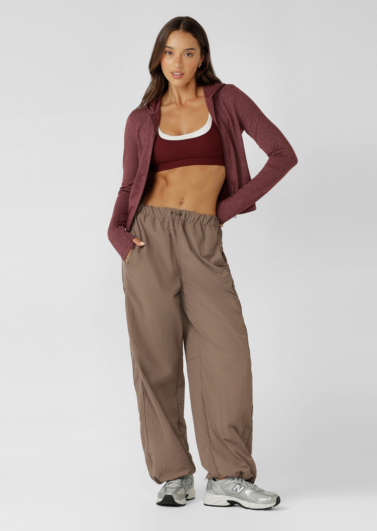 Lorna Jane Windbreak Wide Leg Pants - Bone