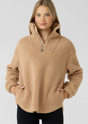 Lorna Jane Field Teddy Half Zip Sweat - Sand Dune