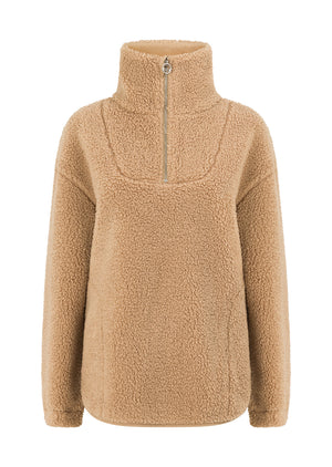 Lorna Jane Field Teddy Half Zip Sweat - Sand Dune