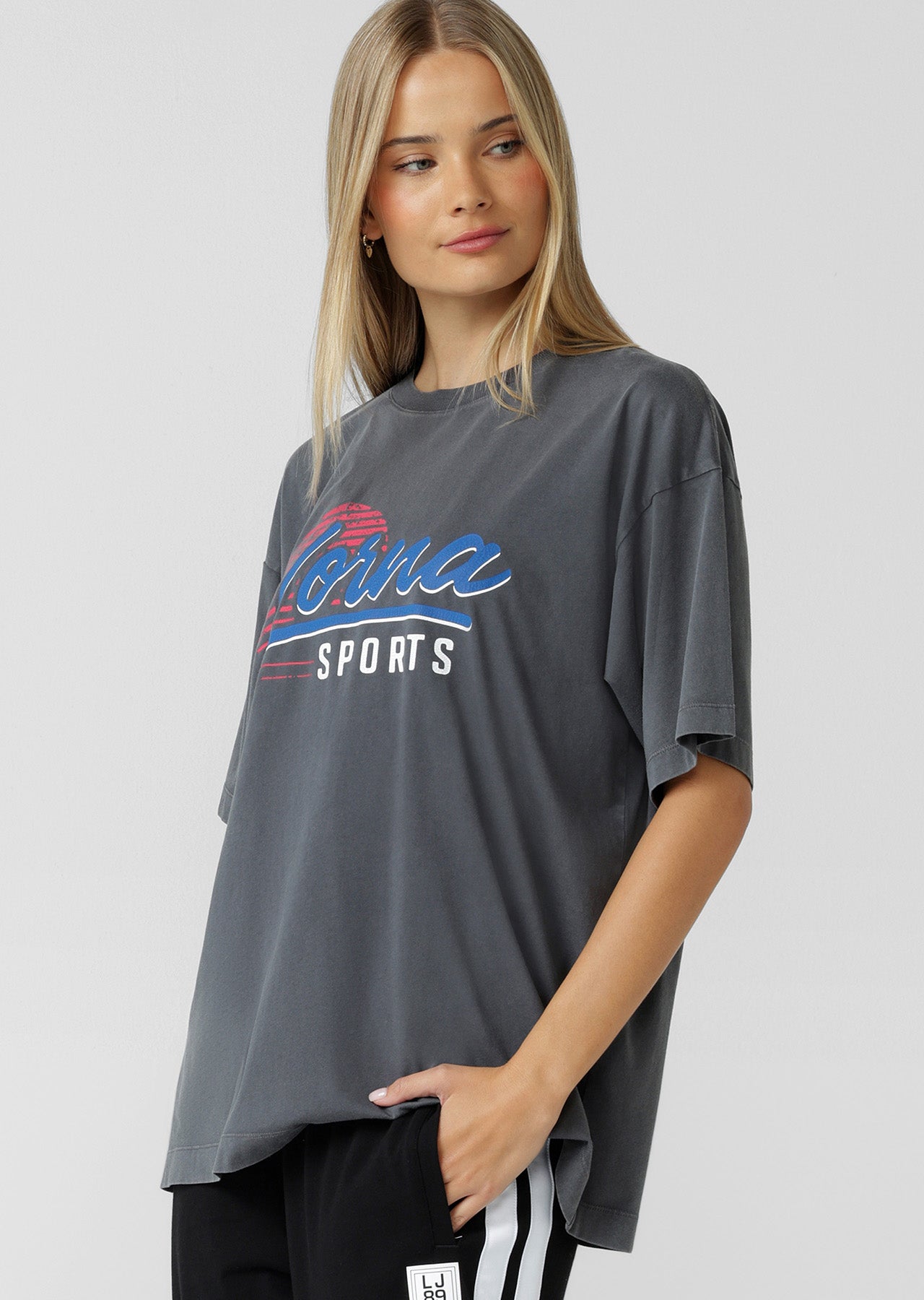 Lorna Jane Lorna Sports Washed Boyfriend T-Shirt - Washed Titanium