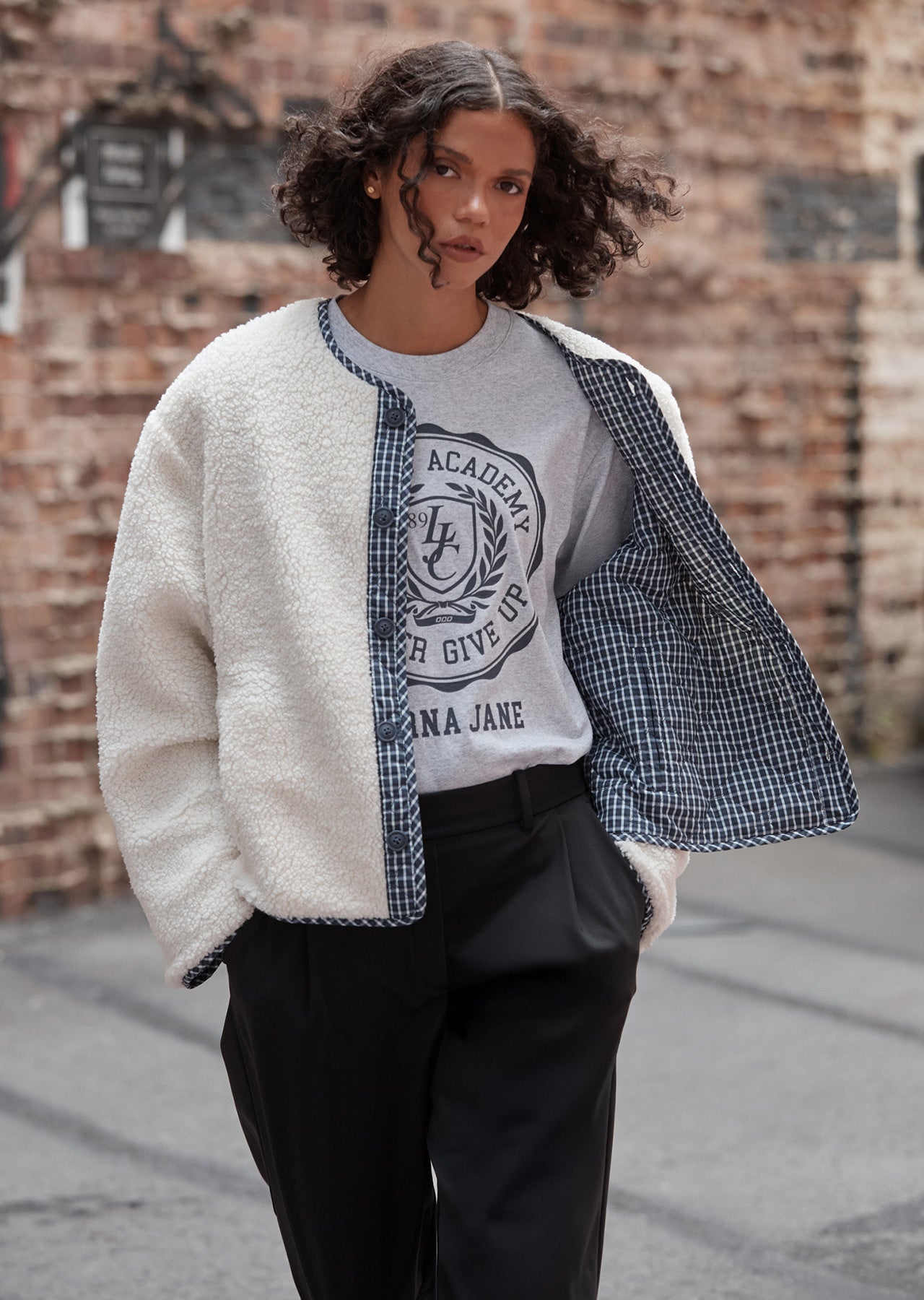 Lorna Jane Fieldline Reversible Jacket - Midnight Blue Check Print