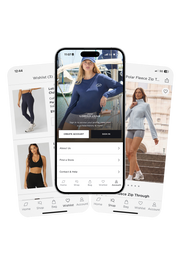 Images of screenshots from the Lorna Jane App