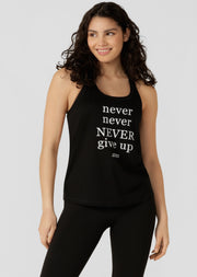 Lorna Jane Never Give Up Slouchy Gym Tank - Black