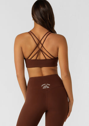 Lorna Jane Limited Edition Lotus Crop Sports Bra - Truffle