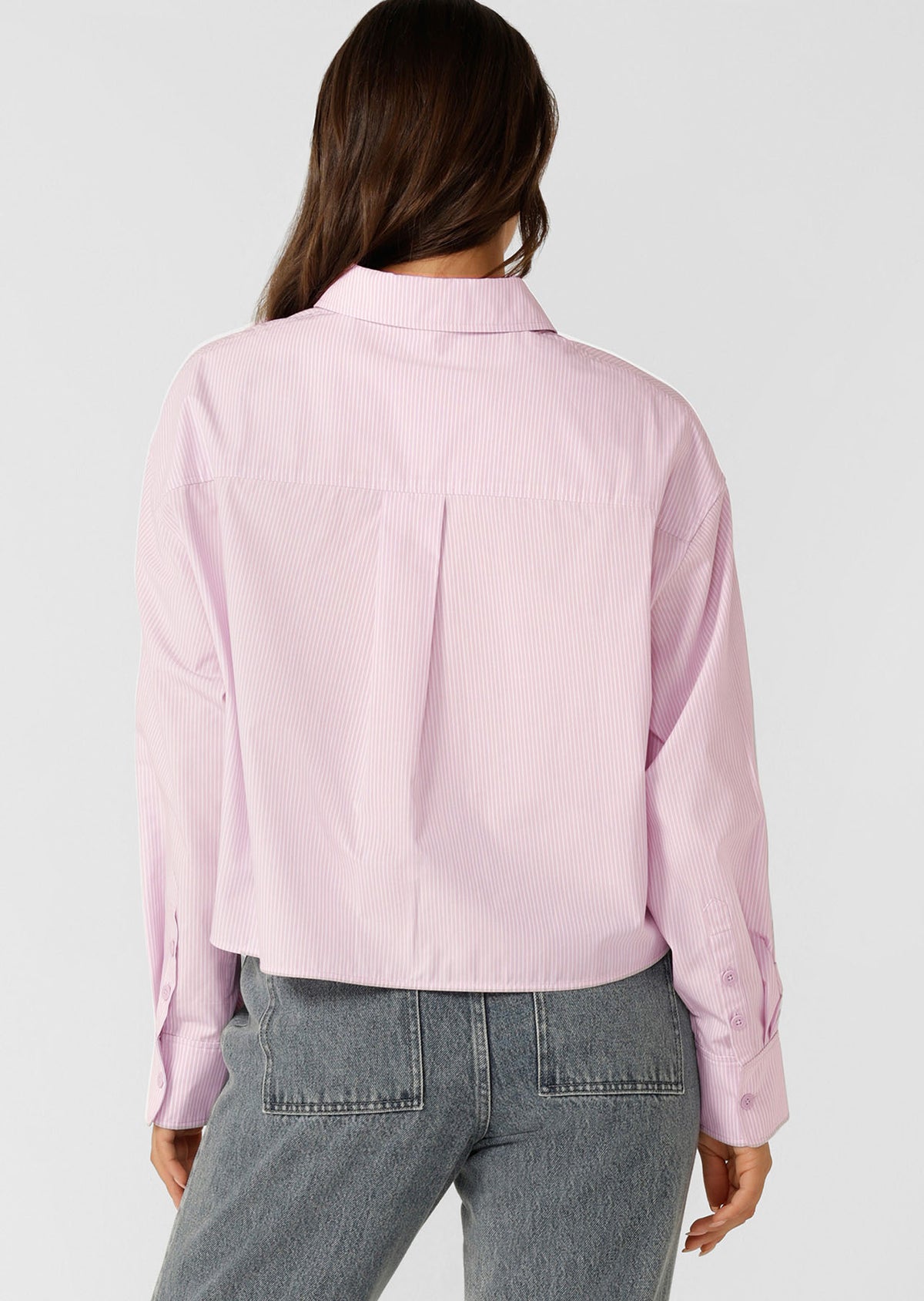 Lorna Jane Heritage Cropped Button Up Shirt - Violet Stripe