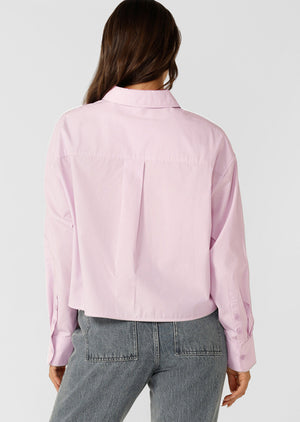 Lorna Jane Heritage Cropped Button Up Shirt - Violet Stripe
