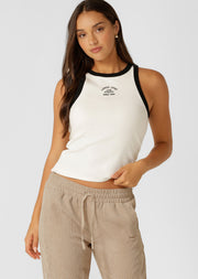 Lorna Jane Heritage Rib Ringer Tank - Porcelain