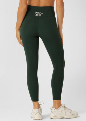 Lorna Jane Limited Edition Lotus No Chafe Ankle Biter Leggings - Fig Green