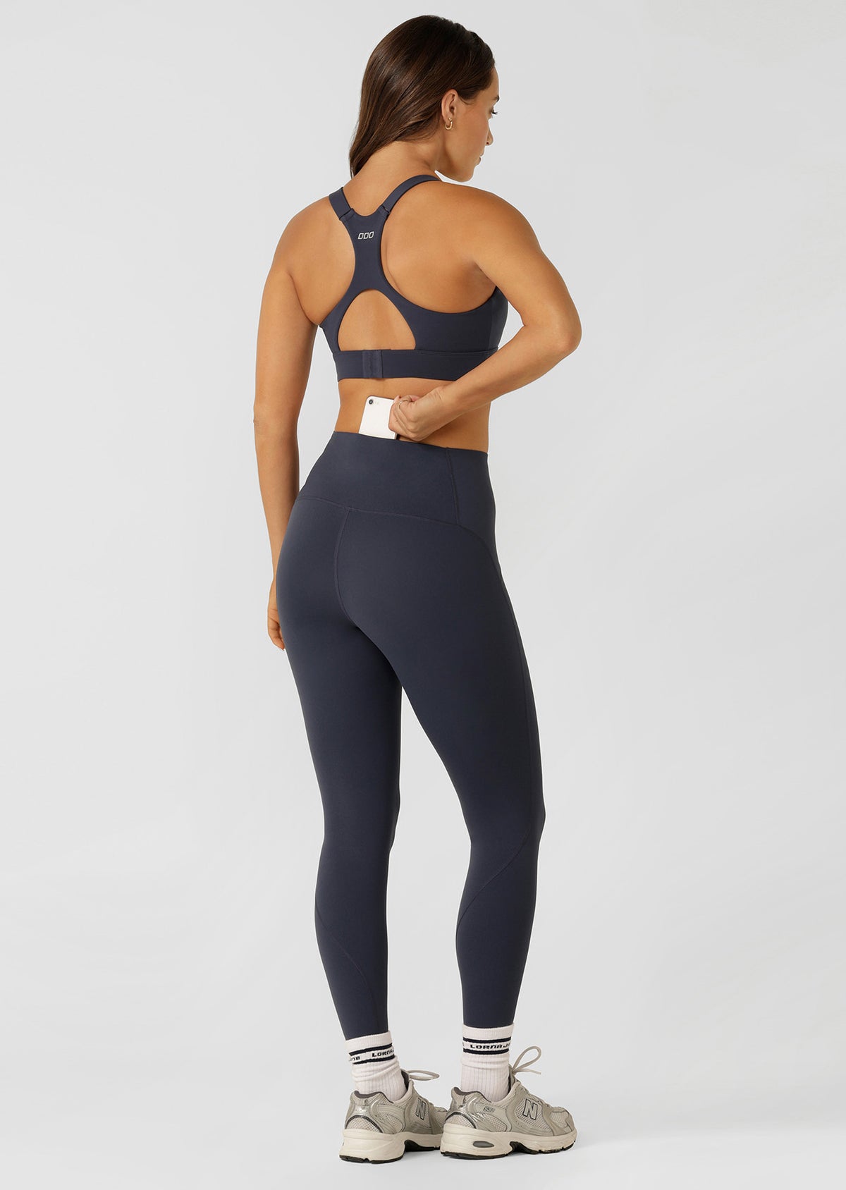 Lorna Jane Contour Sculpt No Chafe Ankle Biter Leggings - Platinum Navy